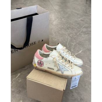 Golden Goose Super-Star Sneakers in Leather with Moon Print White/Light Pink 2024 (13-240530004)