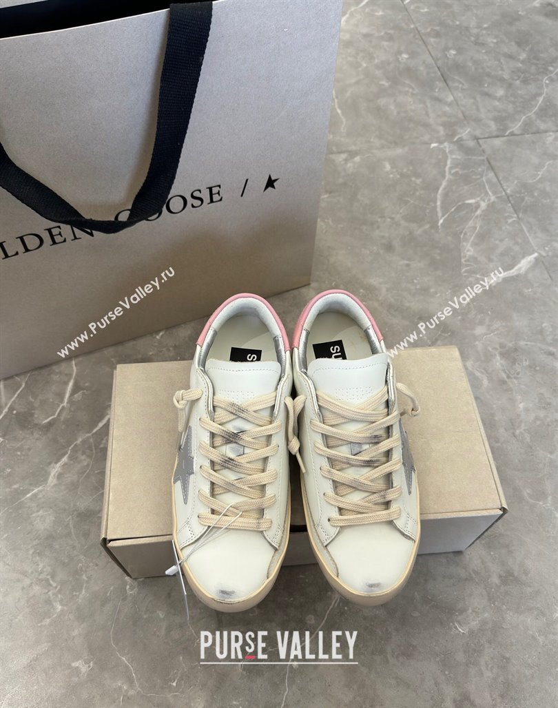 Golden Goose Super-Star Sneakers in Leather with Moon Print White/Light Pink 2024 (13-240530004)