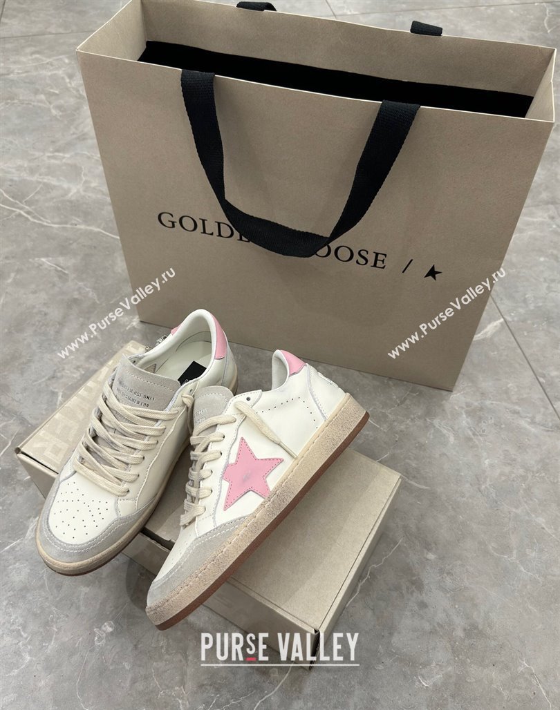 Golden Goose Ball Star Sneakers with pink leather star and strass decoration 2024 (13-240530022)