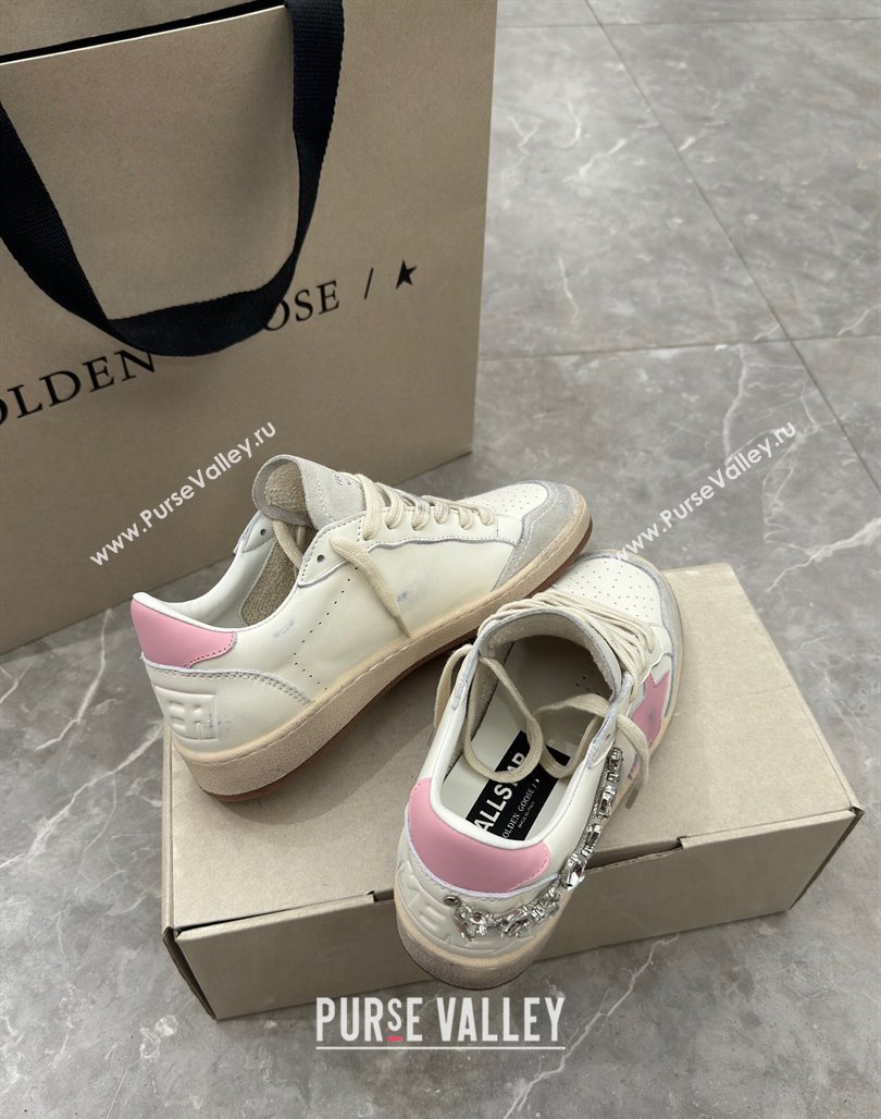 Golden Goose Ball Star Sneakers with pink leather star and strass decoration 2024 (13-240530022)