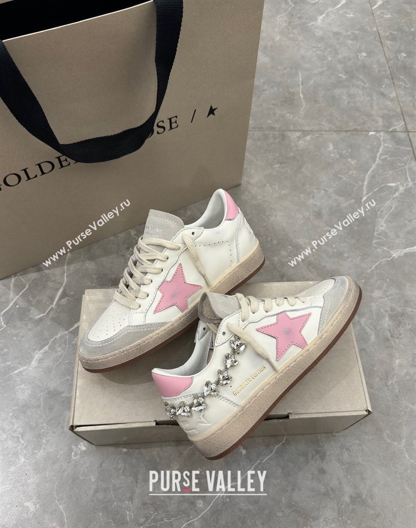 Golden Goose Ball Star Sneakers with pink leather star and strass decoration 2024 (13-240530022)