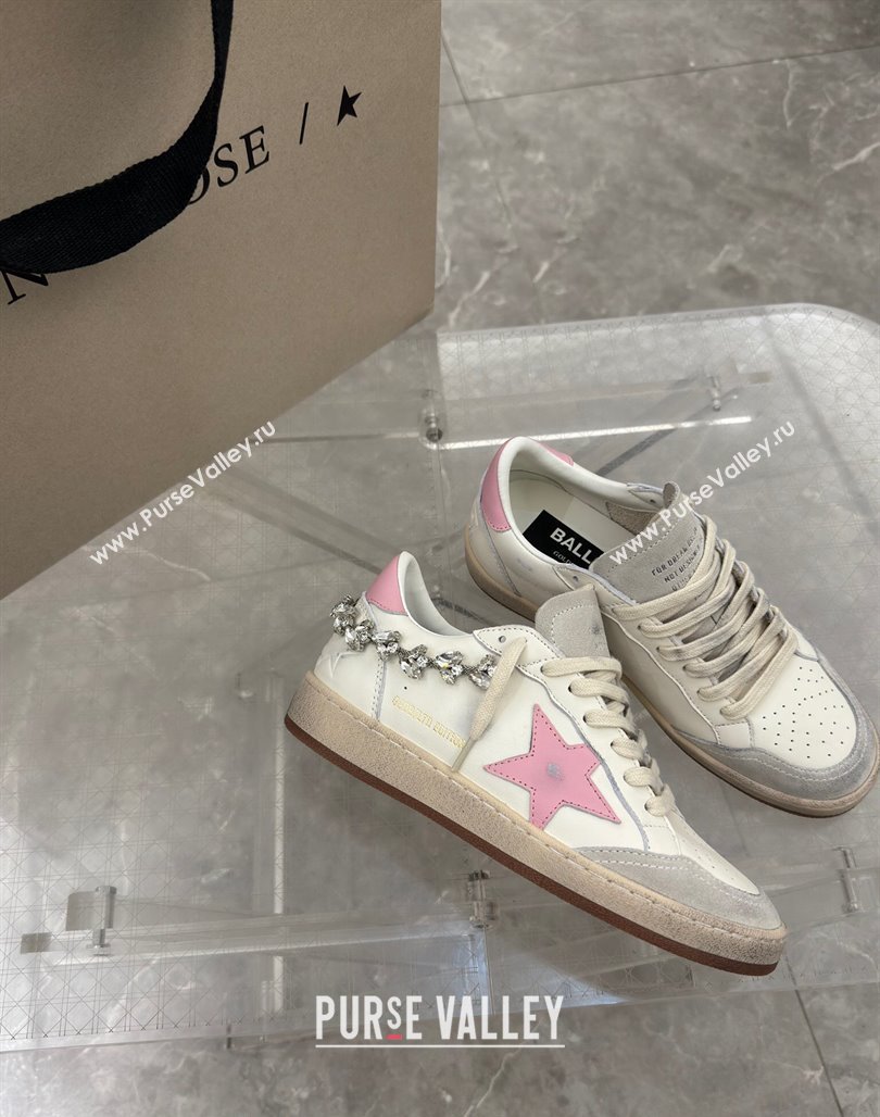 Golden Goose Ball Star Sneakers with pink leather star and strass decoration 2024 (13-240530022)