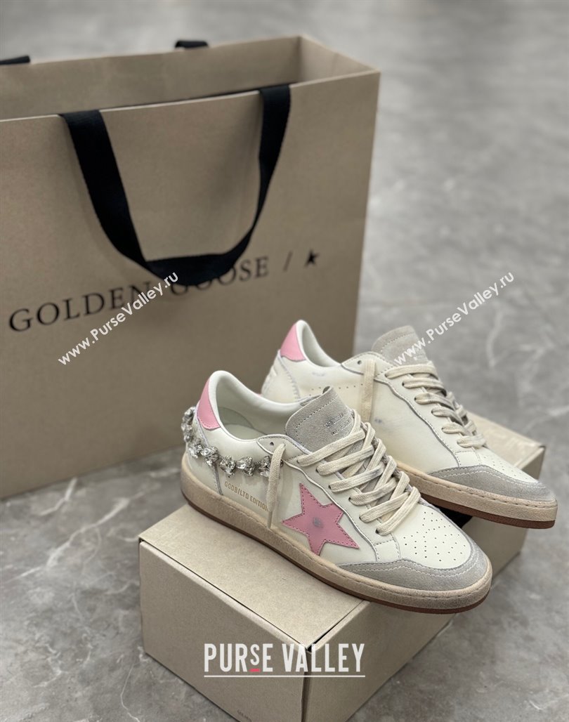 Golden Goose Ball Star Sneakers with pink leather star and strass decoration 2024 (13-240530022)