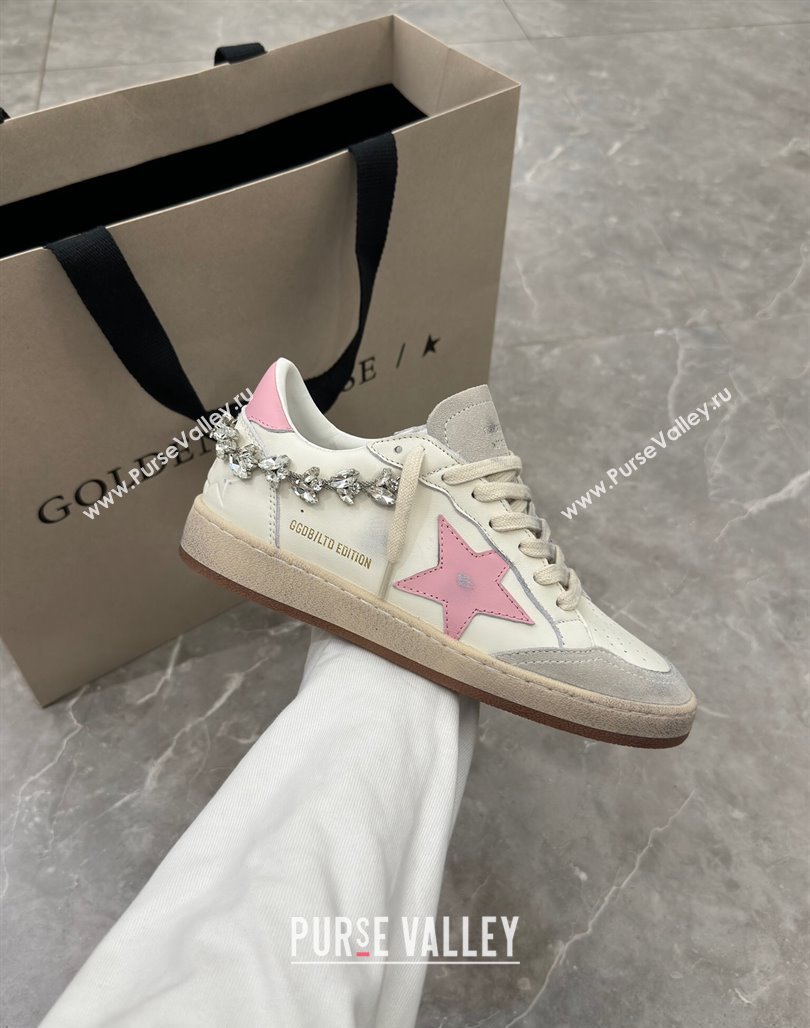 Golden Goose Ball Star Sneakers with pink leather star and strass decoration 2024 (13-240530022)