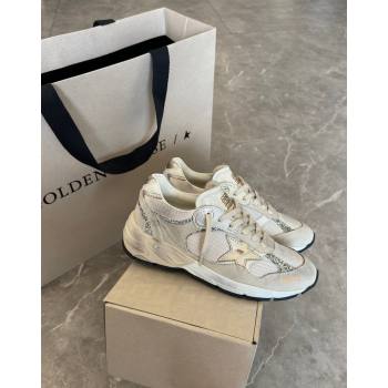 Golden Goose Dad-Star Sneakers in white mesh and grey suede with glitter 2024 (13-240530032)