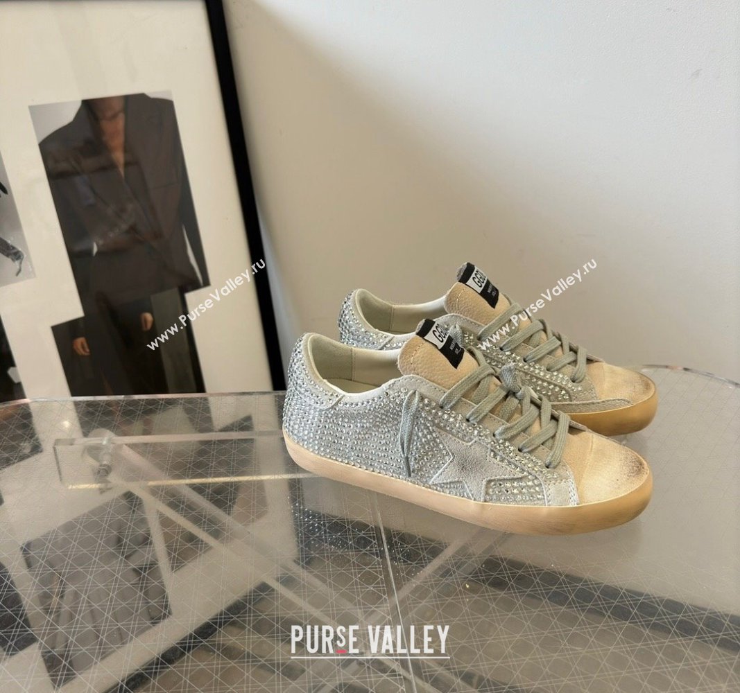 Golden Goose Super-Star Sneakers in Grey Suede and Star with Strass 2024 (13-240530009)