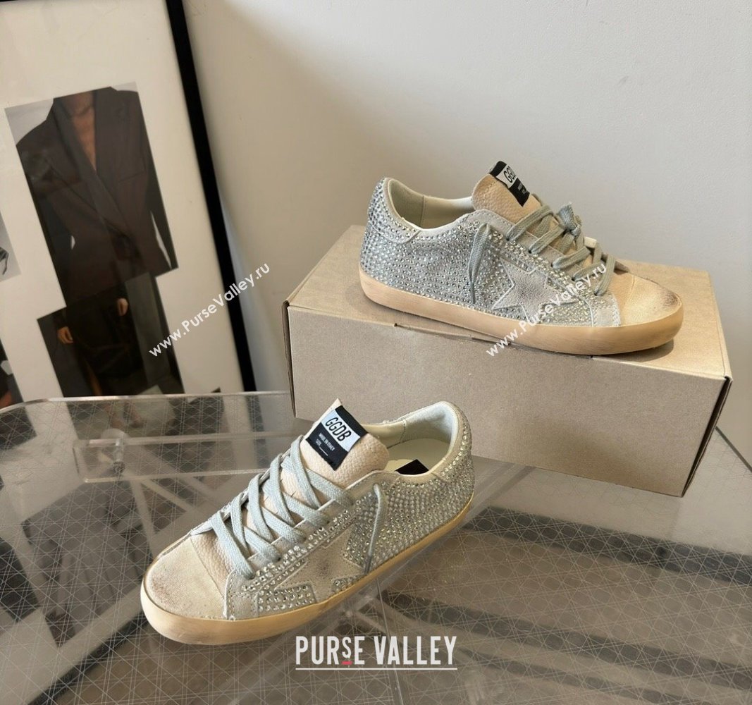 Golden Goose Super-Star Sneakers in Grey Suede and Star with Strass 2024 (13-240530009)