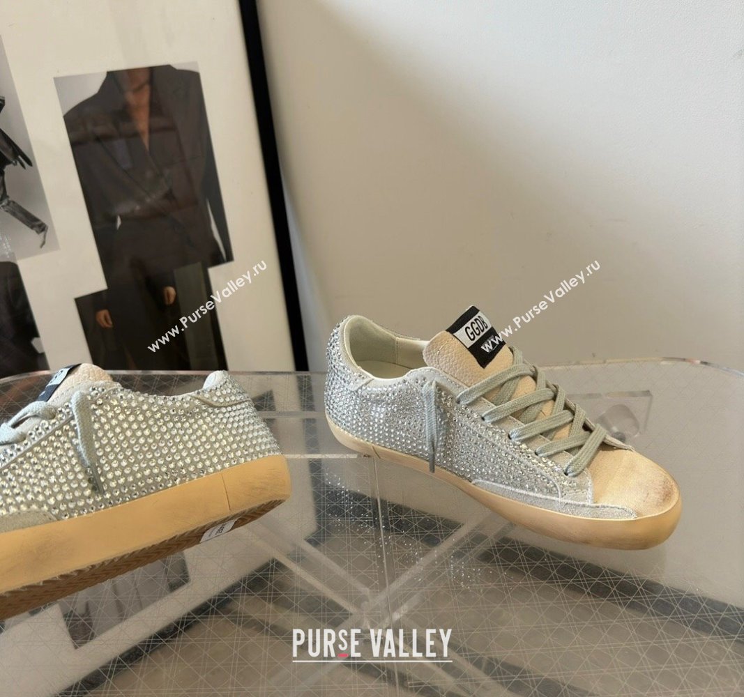 Golden Goose Super-Star Sneakers in Grey Suede and Star with Strass 2024 (13-240530009)