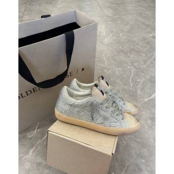 Golden Goose Super-Star Sneakers in Grey Suede and Star with Strass 2024 (13-240530009)