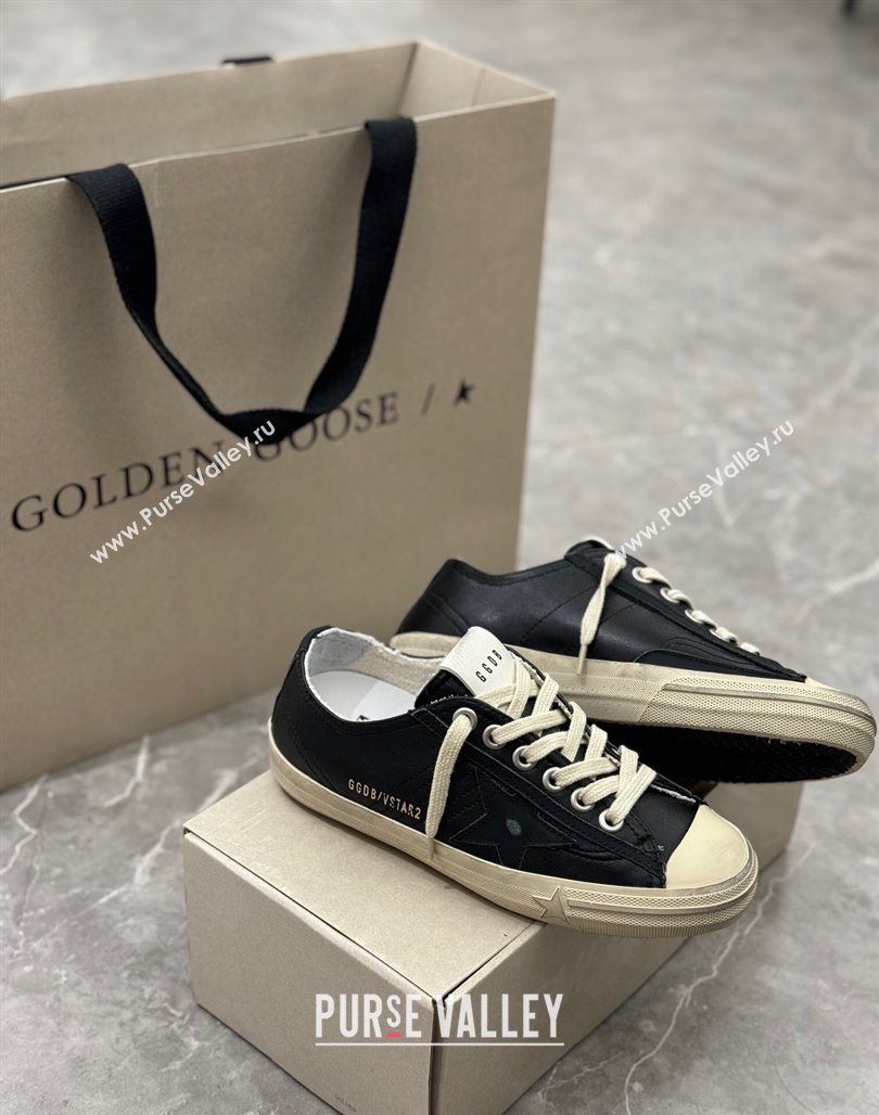 Golden Goose V-Star in black nappa leather with a black leather star 2024 0530 (13-240530033)