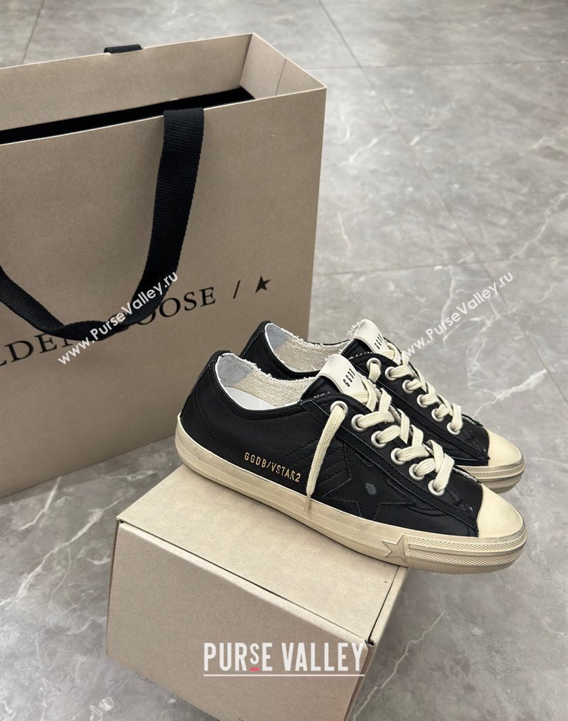 Golden Goose V-Star in black nappa leather with a black leather star 2024 0530 (13-240530033)