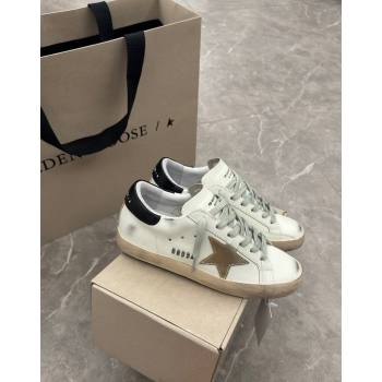 Golden Goose Super-Star Sneakers in White Leather with Gold Star and Black Tab 2024 (13-240530015)