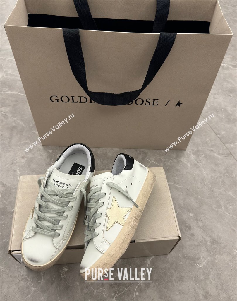 Golden Goose Super-Star Sneakers in White Leather with Gold Star and Black Tab 2024 (13-240530015)