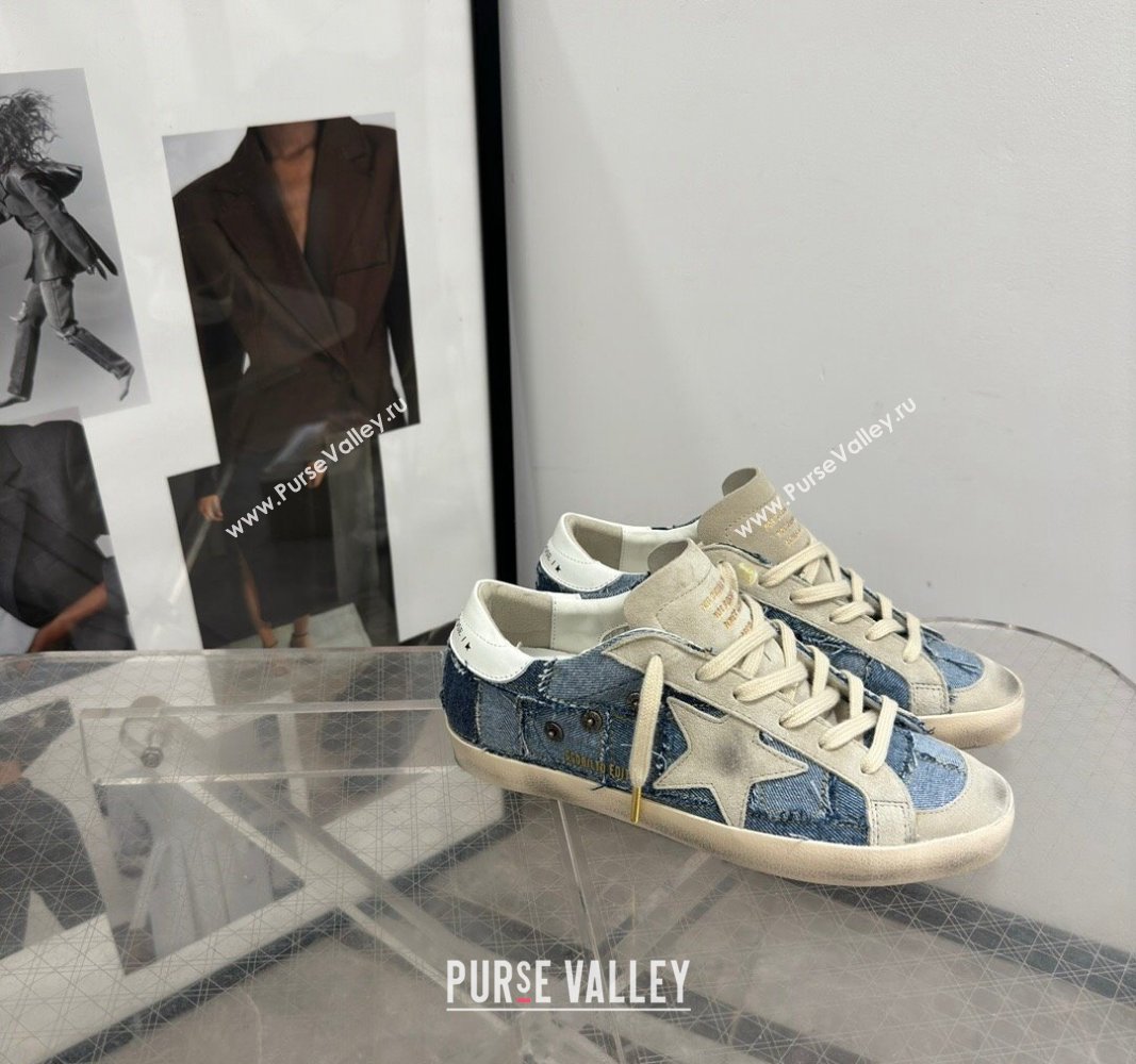 Golden Goose Super-Star Sneakers in Blue Denim Patchwork 2024 (13-240530018)