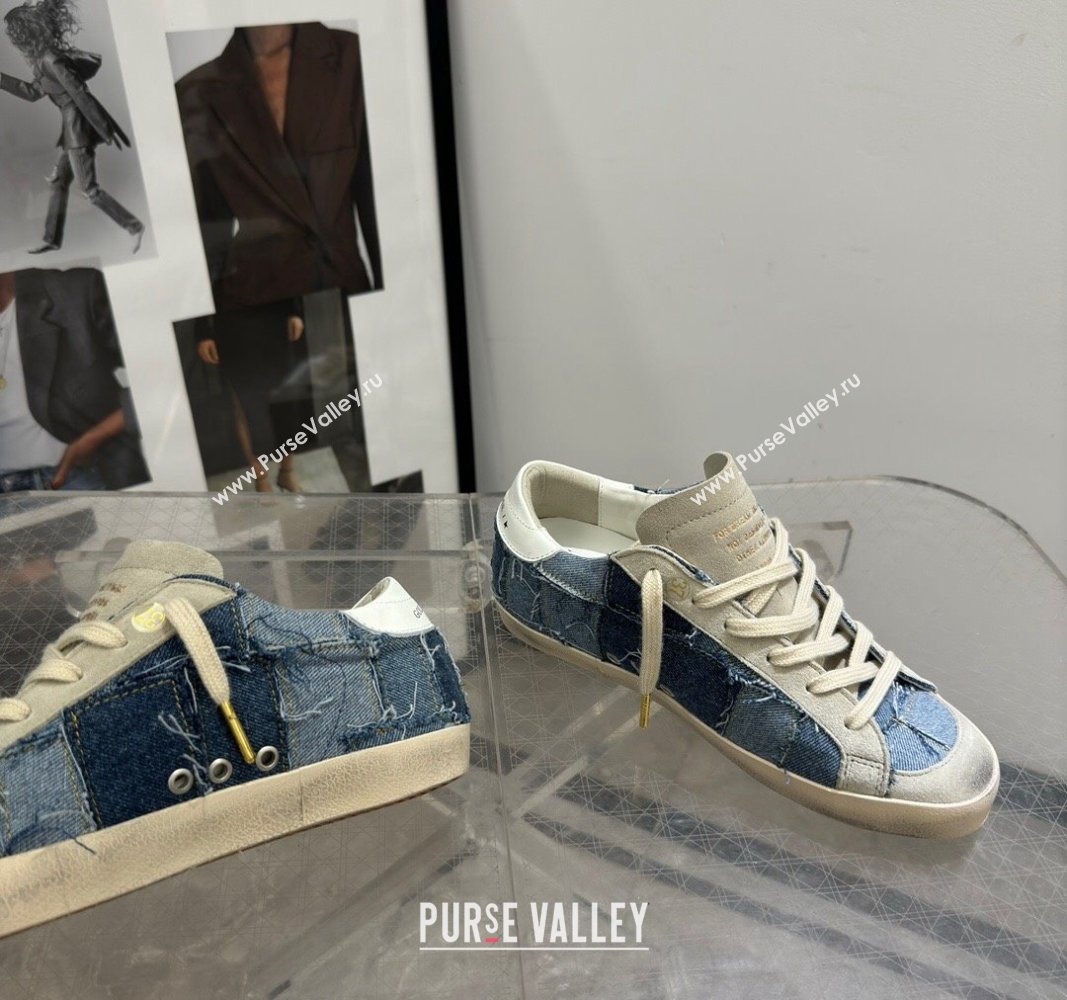 Golden Goose Super-Star Sneakers in Blue Denim Patchwork 2024 (13-240530018)