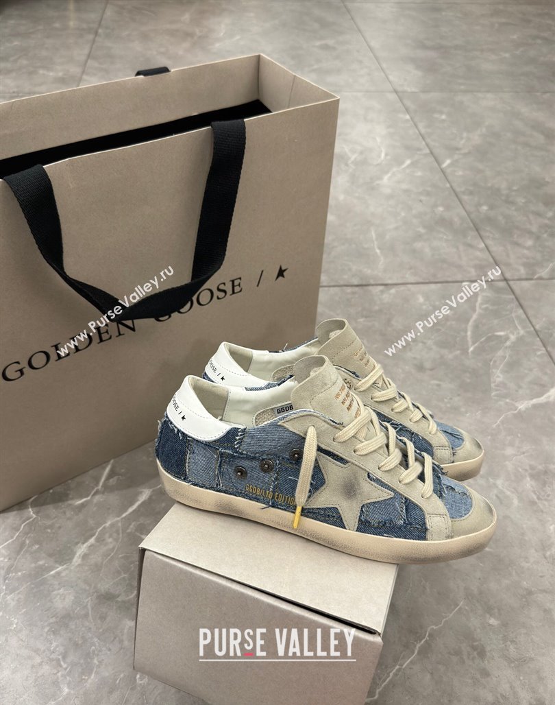 Golden Goose Super-Star Sneakers in Blue Denim Patchwork 2024 (13-240530018)