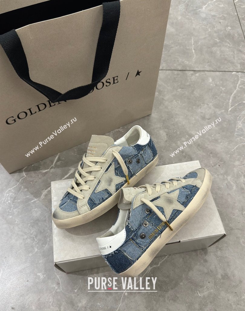 Golden Goose Super-Star Sneakers in Blue Denim Patchwork 2024 (13-240530018)