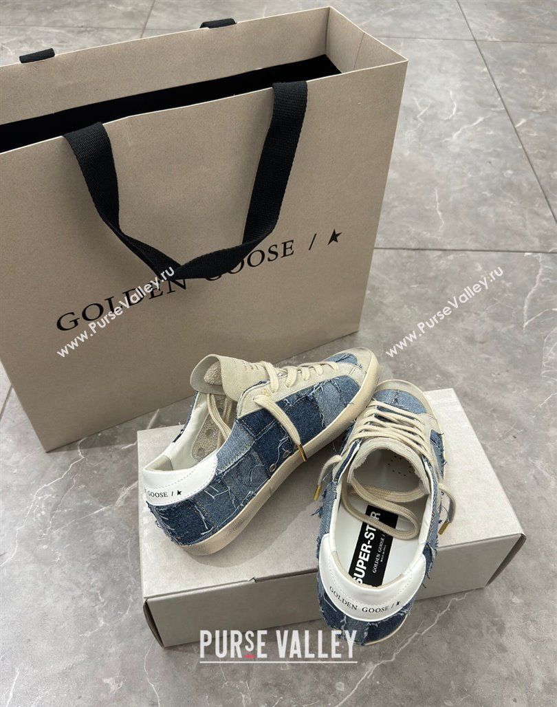 Golden Goose Super-Star Sneakers in Blue Denim Patchwork 2024 (13-240530018)