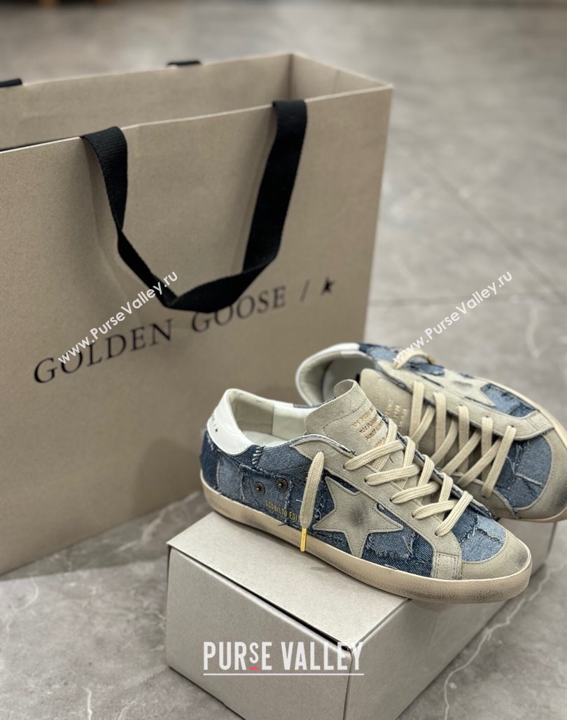 Golden Goose Super-Star Sneakers in Blue Denim Patchwork 2024 (13-240530018)