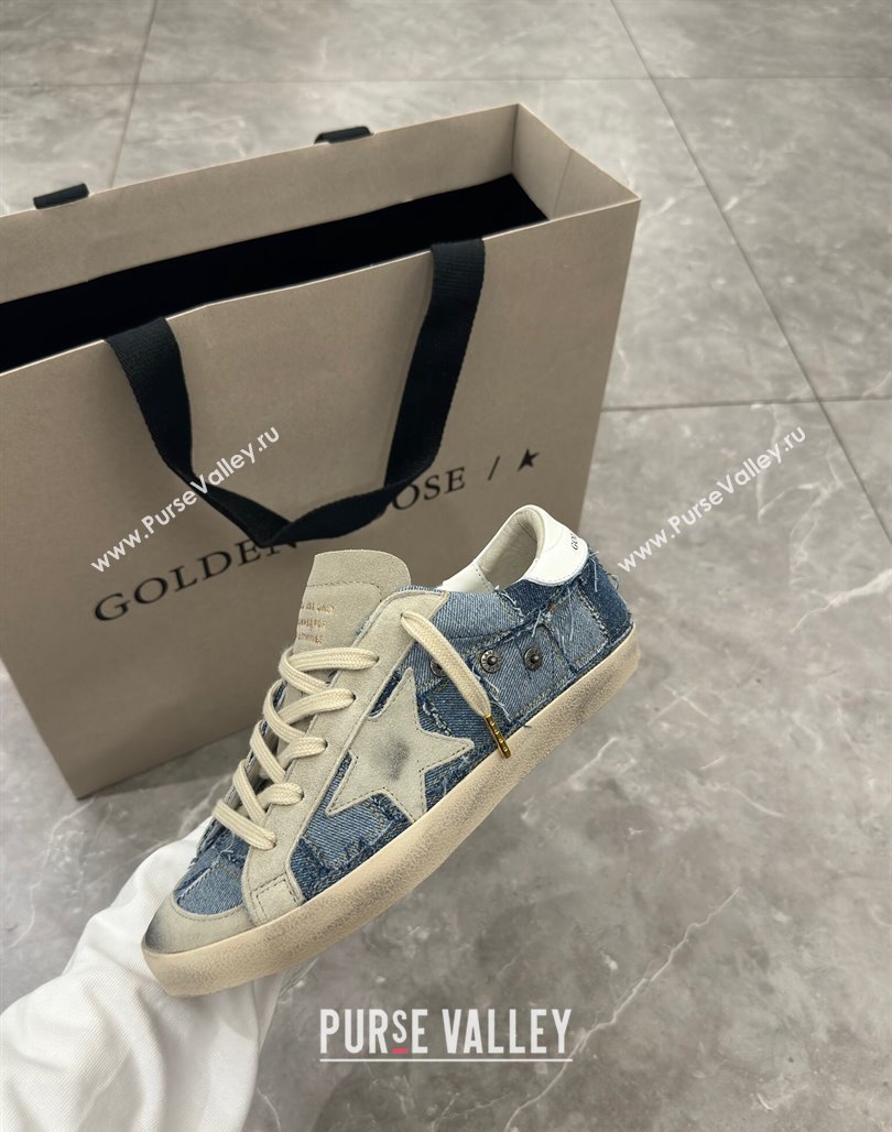 Golden Goose Super-Star Sneakers in Blue Denim Patchwork 2024 (13-240530018)