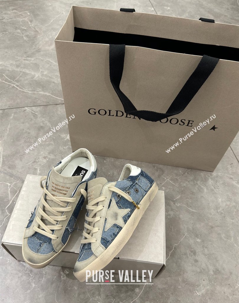 Golden Goose Super-Star Sneakers in Blue Denim Patchwork 2024 (13-240530018)