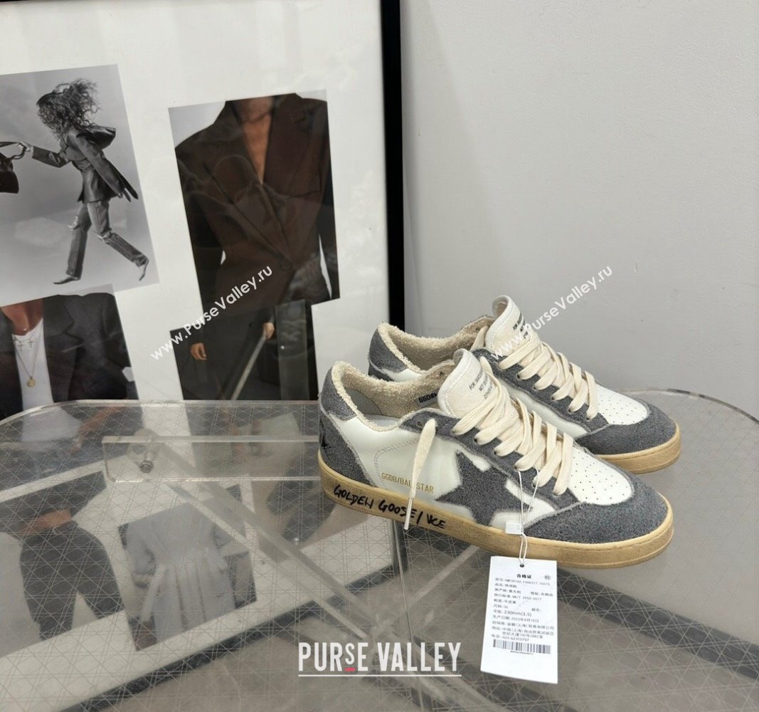 Golden Goose Ball Star Sneakers in dark grey suede and white leather 2024 (13-240530028)