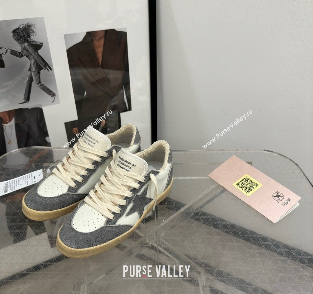 Golden Goose Ball Star Sneakers in dark grey suede and white leather 2024 (13-240530028)