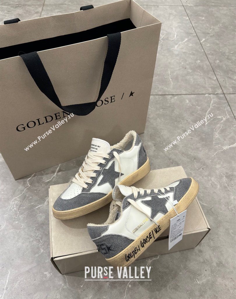 Golden Goose Ball Star Sneakers in dark grey suede and white leather 2024 (13-240530028)