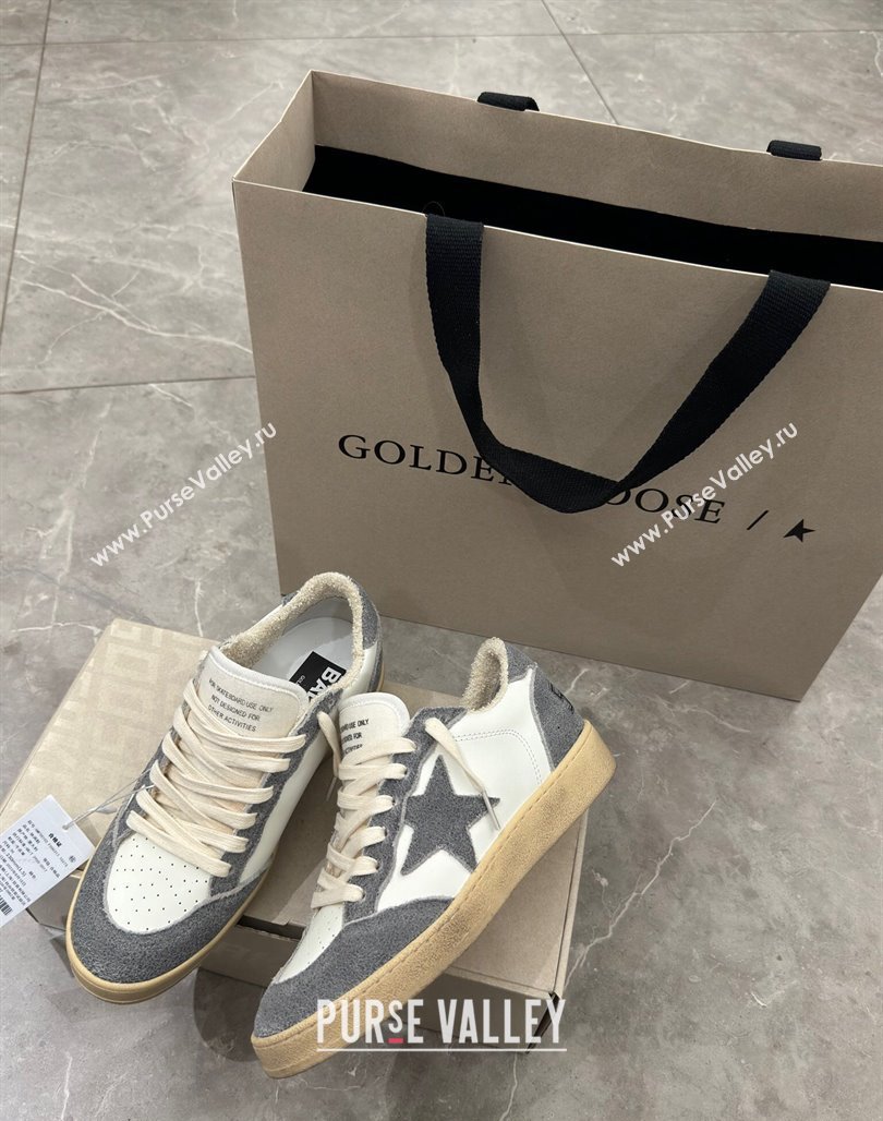 Golden Goose Ball Star Sneakers in dark grey suede and white leather 2024 (13-240530028)