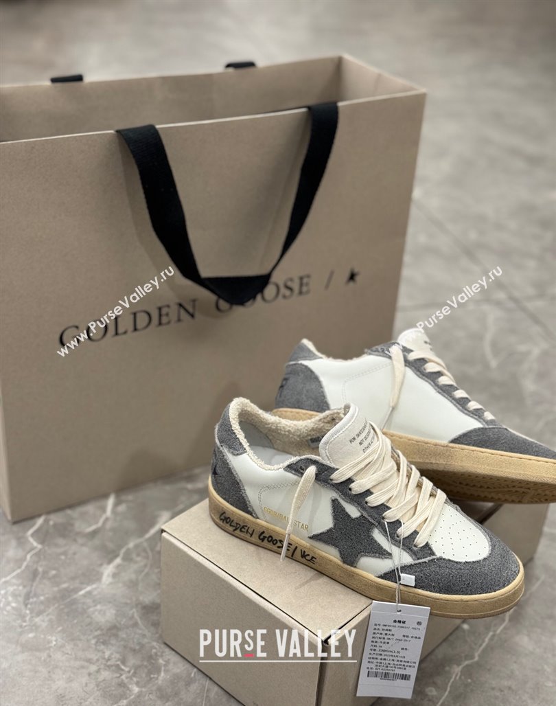 Golden Goose Ball Star Sneakers in dark grey suede and white leather 2024 (13-240530028)