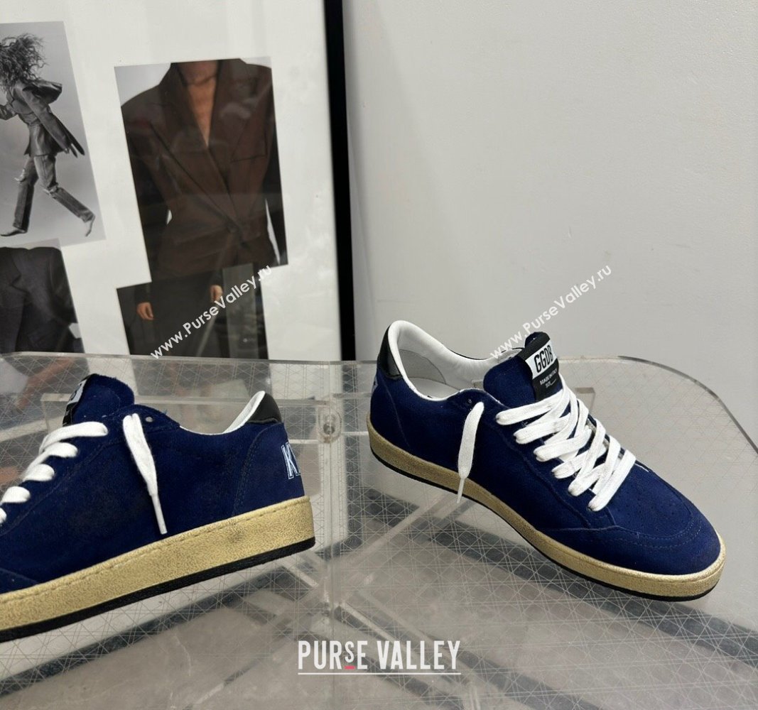 Golden Goose Ball Star Sneakers in navy blue suede with white star 2024 (13-240530029)