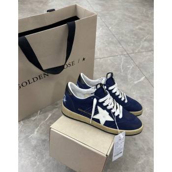 Golden Goose Ball Star Sneakers in navy blue suede with white star 2024 (13-240530029)