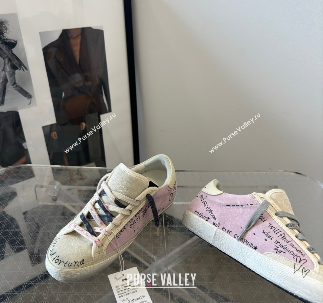 Golden Goose Super-Star Sneakers in Grey and Purple Printed Suede 2024 0530 (13-240530007)