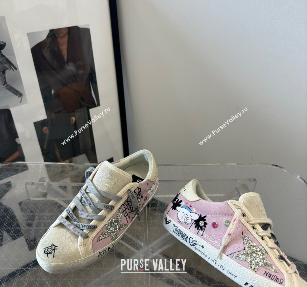 Golden Goose Super-Star Sneakers in Grey and Purple Printed Suede 2024 0530 (13-240530007)