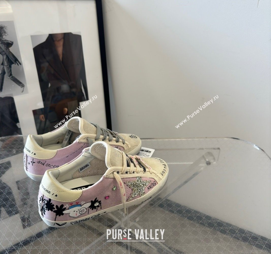 Golden Goose Super-Star Sneakers in Grey and Purple Printed Suede 2024 0530 (13-240530007)