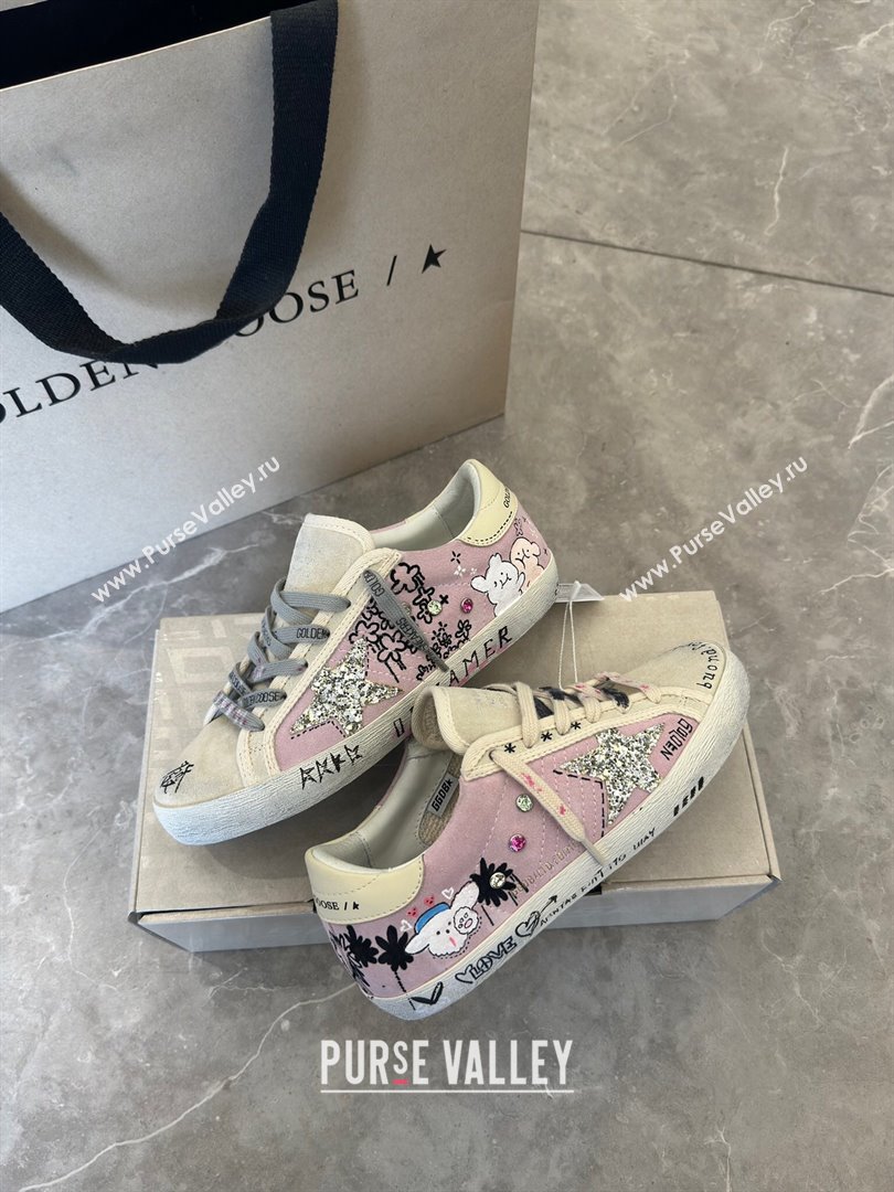 Golden Goose Super-Star Sneakers in Grey and Purple Printed Suede 2024 0530 (13-240530007)