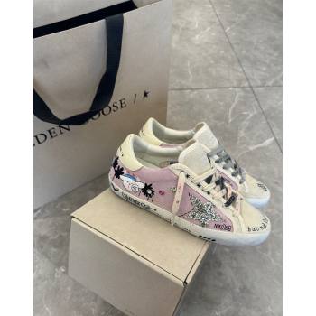 Golden Goose Super-Star Sneakers in Grey and Purple Printed Suede 2024 0530 (13-240530007)