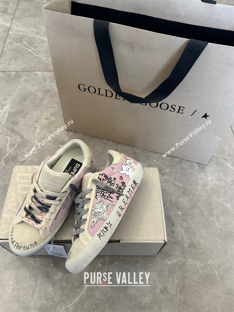 Golden Goose Super-Star Sneakers in Grey and Purple Printed Suede 2024 0530 (13-240530007)