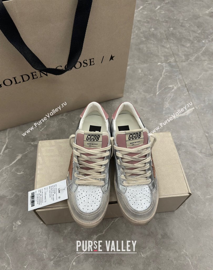 Golden Goose Ball Star Sneakers in Silver Leather with brown suede star 2024 (13-2407230103)