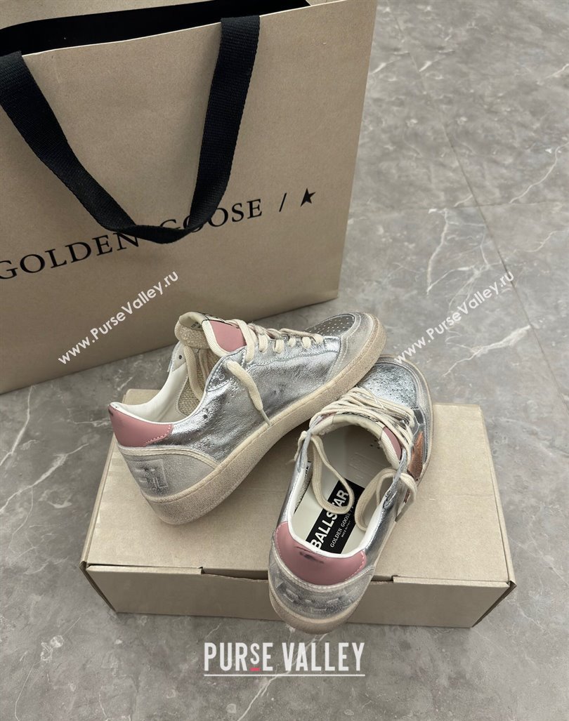 Golden Goose Ball Star Sneakers in Silver Leather with brown suede star 2024 (13-2407230103)