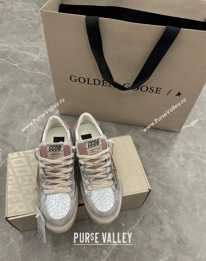 Golden Goose Ball Star Sneakers in Silver Leather with brown suede star 2024 (13-2407230103)