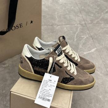 Golden Goose Ball Star sneakers in grey suede and black glitter 2024 0905 (13-240905063)