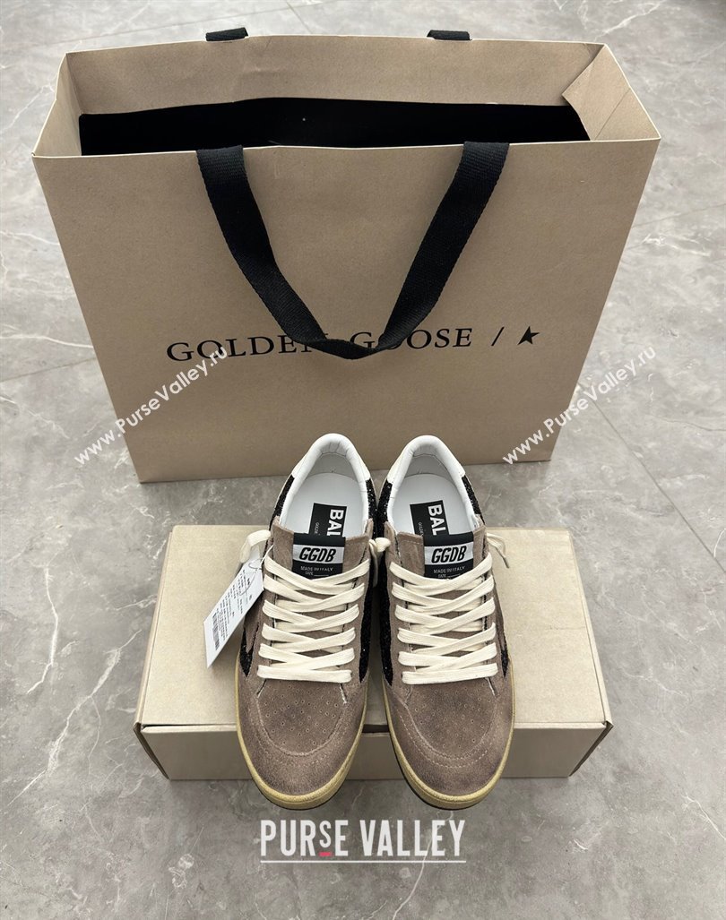 Golden Goose Ball Star sneakers in grey suede and black glitter 2024 0905 (13-240905063)