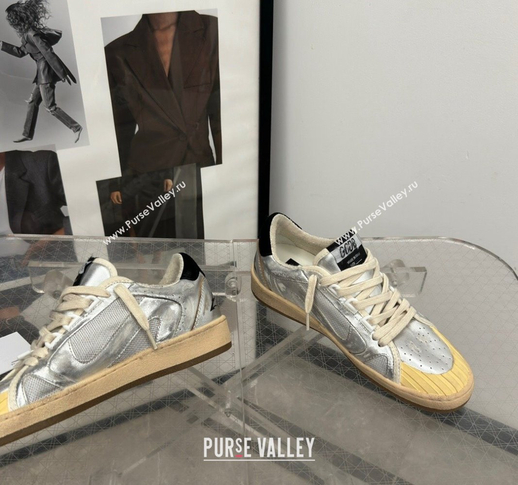 Golden Goose Ball Star LAB sneakers in silver leather with black suede star and heel tab 2024 (13-240905064)