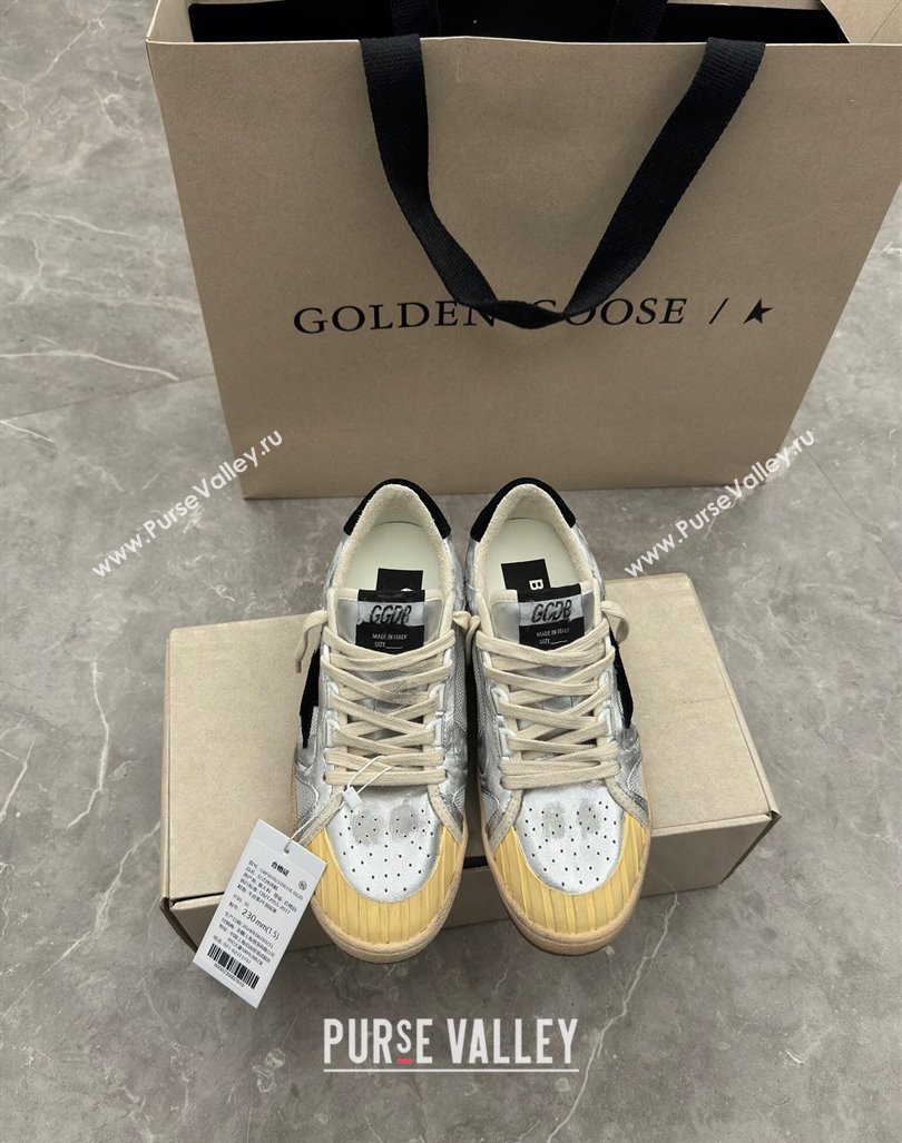 Golden Goose Ball Star LAB sneakers in silver leather with black suede star and heel tab 2024 (13-240905064)