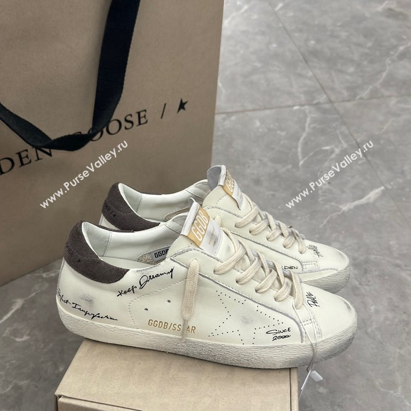 Golden Goose Super-Star Sneakers in nappa leather with perforated star and grey suede heel tab 2024 (13-240905068)