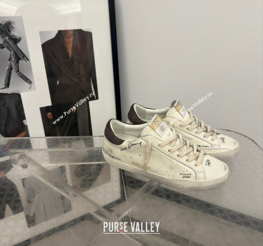 Golden Goose Super-Star Sneakers in nappa leather with perforated star and grey suede heel tab 2024 (13-240905068)