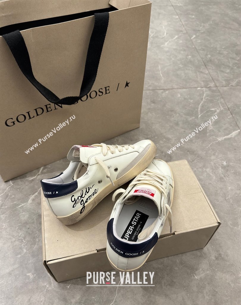 Golden Goose Super-Star Sneakers in White Leather and Mesh with Silver Star 2024 0905 (13-240905069)