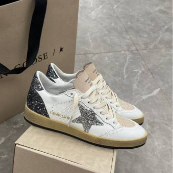 Golden Goose Ball Star sneakers in white leather with glitter star and heel tab 2024 0905 (13-240905062)