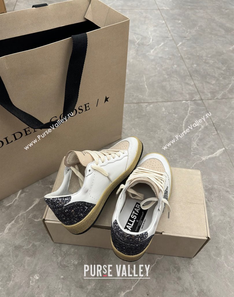 Golden Goose Ball Star sneakers in white leather with glitter star and heel tab 2024 0905 (13-240905062)